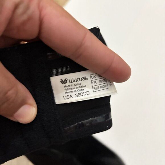 Wacoal Strapless Bra 36DDD Black Nylon Padded Underwire - Picture 4 of 8